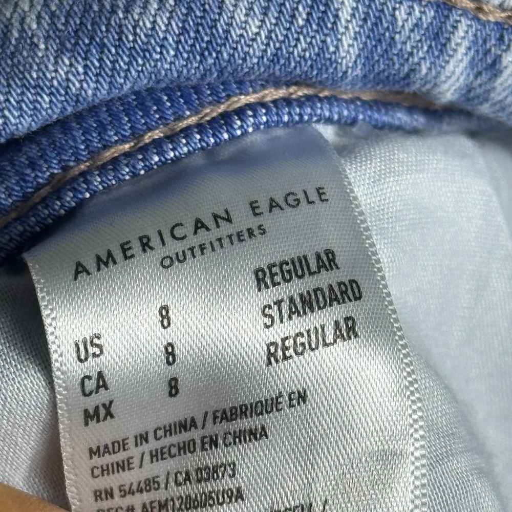 American Eagle Womens Baggy Wide-Leg Cargo Jeans Blue‎ Denim Stretch 8 Regular - Picture 14 of 16